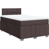 vidaXL Boxspring met matras stof donkerbruin 120x190 cm