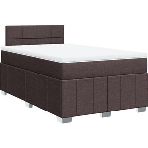 vidaXL Boxspring met matras stof donkerbruin 120x190 cm