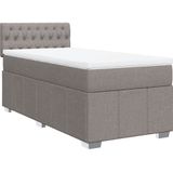 vidaXL Boxspring met matras stof taupe 80x200 cm