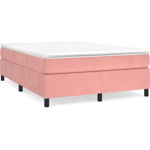 vidaXL Boxspringframe fluweel roze 140x190 cm