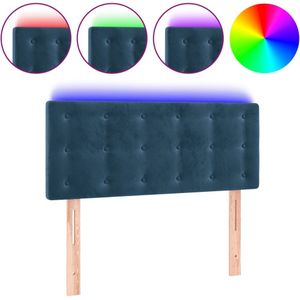vidaXL Hoofdbord LED 100x5x78/88 cm fluweel donkerblauw