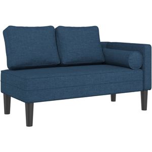 vidaXL Chaise longue met kussens stof blauw