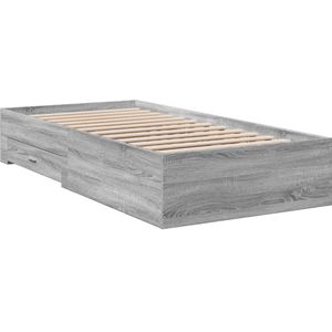 vidaXL Bedframe met lades bewerkt hout grijs sonoma eiken 90x200 cm