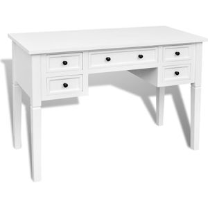 vidaXL Schrijftafel met 5 lades wit