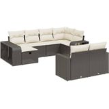 vidaXL 10-delige Loungeset met kussens poly rattan zwart