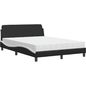 vidaXL Bed met matras kunstleer zwart en wit 140x190 cm