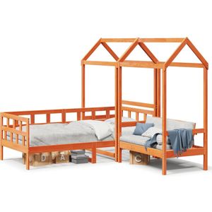 vidaXL Kinderbedset met huisje massief grenenhout wasbruin 80x200 cm