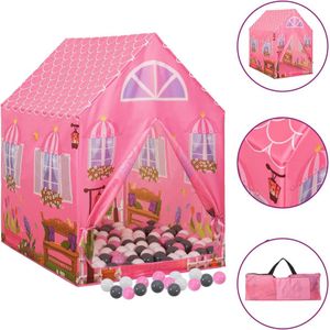 vidaXL Kinderspeeltent met 250 ballen 69x94x104 cm roze