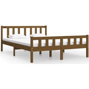 vidaXL Bedframe massief hout honingbruin 135x190 cm