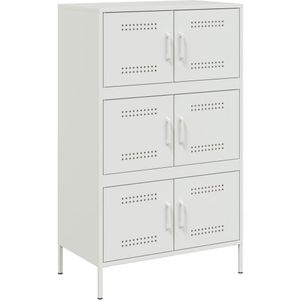 vidaXL Hoge kast 68x39x113 cm staal wit