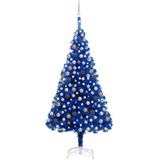 vidaXL Kunstkerstboom met verlichting en kerstballen 210 cm PVC blauw