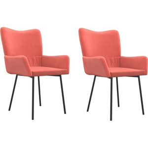 VidaXL Eetkamerstoelen 2 st. Fluweel Roze