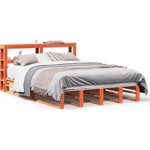 vidaXL Bed met matras massief grenenhout wasbruin 140x190 cm