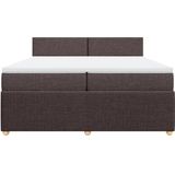 vidaXL Boxspring met matras stof donkerbruin 200x200 cm