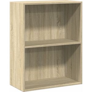 vidaXL Boekenkast 2 schappen 60x30x76,5 cm bewerkt hout sonoma eiken