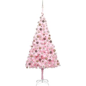 vidaXL Kunstkerstboom met verlichting en kerstballen 240 cm PVC roze