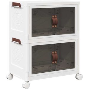 vidaXL Opbergbox stapelbaar met wielen 2-laags 28 L 48,5x29,5x59,5 cm