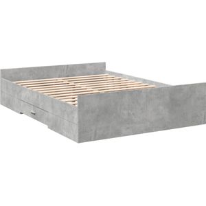 vidaXL Bedframe met lades bewerkt hout betongrijs 135x190 cm