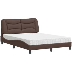 vidaXL Bed met matras kunstleer bruin 140x190 cm
