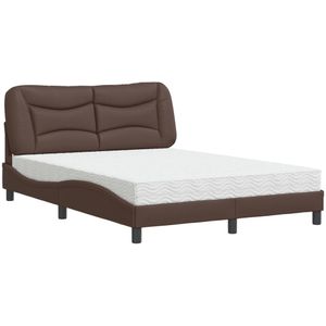 vidaXL Bed met matras kunstleer bruin 140x190 cm