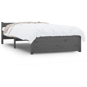 vidaXL Bedframe massief hout grijs 75x190 cm