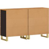 vidaXL Dressoirs 2 st 60x33,5x75 cm massief mangohout bruin en zwart