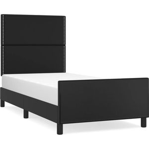 vidaXL Bedframe met hoofdbord kunstleer zwart 100x200 cm