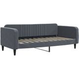vidaXL Slaapbank onderschuifbed matrassen 90x200cm fluweel donkergrijs