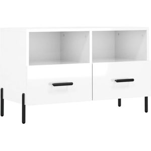 vidaXL Tv-meubel 80x36x50 cm bewerkt hout hoogglans wit