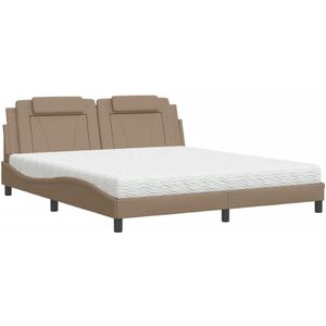 vidaXL Bed met matras kunstleer cappuccinokleurig 180x200 cm