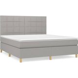 VidaXL Boxspring Matras Stof Lichtgrijs 160x200 cm