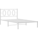 vidaXL Bedframe met hoofdbord metaal wit 107x203 cm