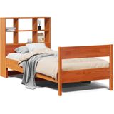vidaXL Bed met boekenkast zonder matras grenenhout wasbruin 75x190 cm