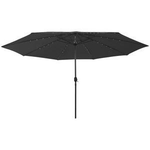 vidaXL Parasol met LED-verlichting en metalen paal - 400 cm Zwart