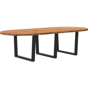 vidaXL Eettafel 280x120x74 cm ovaal massief eikenhout lichtbruin