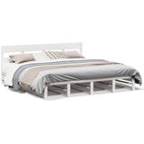 vidaXL - Bedframe - zonder - matras - massief - grenenhout - wit - 180x200 - cm