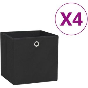 vidaXL-Opbergboxen-4-st-28x28x28-cm-nonwoven-stof-zwart