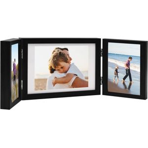 vidaXL Fotolijst drieluik 28x18 cm+2x(13x18 cm) zwart