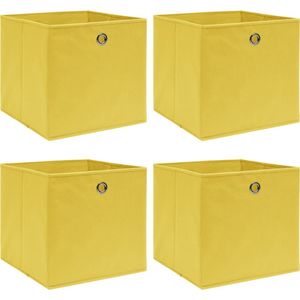 vidaXL-Opbergboxen-4-st-32x32x32-cm-stof-geel