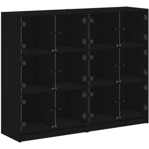 vidaXL-Boekenkast-met-deuren-136x37x109-cm-bewerkt-hout-zwart
