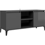 VidaXL Tv-meubel Metalen Poten 103,5x35x50 cm Hoogglans Grijs