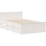 vidaXL Bedframe zonder matras met hoofdbord grenenhout wit 135x190 cm