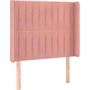 vidaXL Hoofdbord met randen 103x16x118/128 cm fluweel roze