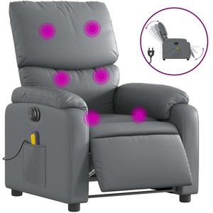 vidaXL Massagestoel verstelbaar elektrisch kunstleer grijs