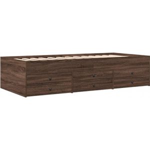 vidaXL Slaapbank met lades 75x190 cm bewerkt hout bruin eikenkleurig