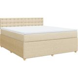 vidaXL Boxspring met matras stof crèmekleurig 180x200 cm