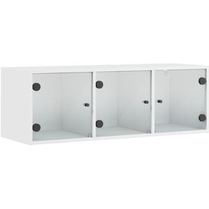 vidaXL Wandkast met glazen deuren 102x37x35 cm wit