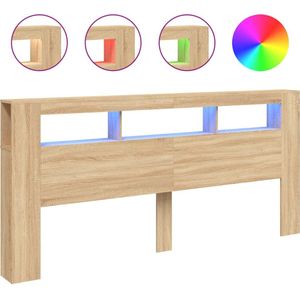 vidaXL Hoofdbord met LED 220x18,5x103,5 cm bewerkt hout sonoma eiken