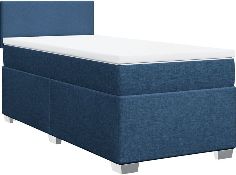 vidaXL - Boxspring - met - matras - stof - blauwx190 - cm