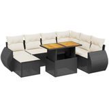 vidaXL - 8-delige - Loungeset - met - kussens - poly - rattan - zwart